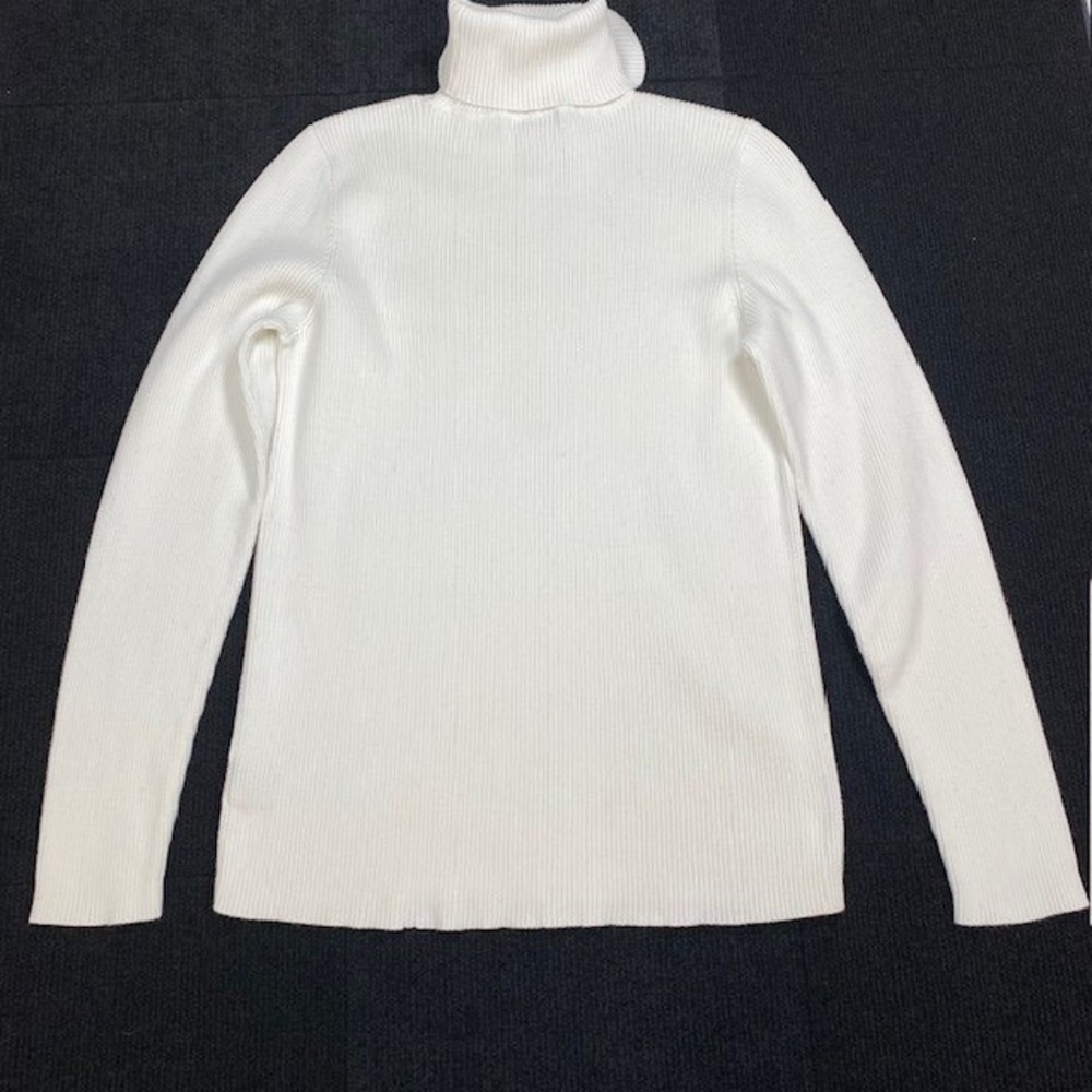 Lauren Ralph Lauren White Ribbed Cotton Turtleneck Sweater Logo XL - Picture 9 of 9